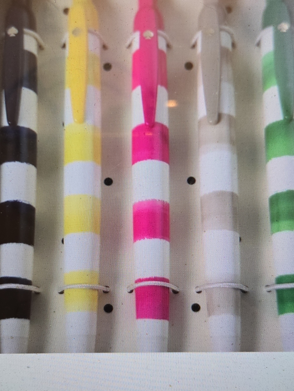 kate spade Striped Ink Pen Set – Navy, Yellow, Pink, Gray, Green Set Of 5 New - Picture 3 of 3
